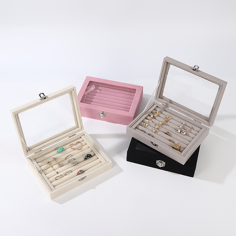 Nuevo estilo joyero collar de gran capacidad pendientes caja de almacenamiento de joyas de escritorio clasificación de joyería caja de exhibición