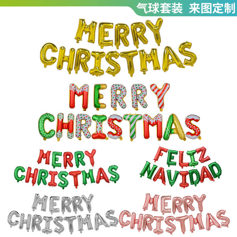 Decoración navideña con globos de aluminio de 16 pulgadas con la palabra "Feliz Navidad" en letras grandes. image 1
