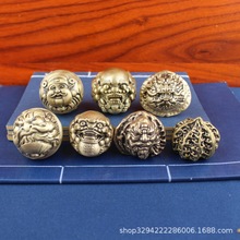 铜核桃批发黄铜实心核桃把玩摆件 龙核桃铜器工艺品家居摆件批发