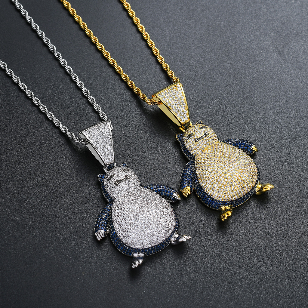 European and American Necklace Male Pokemon Pokemon Pokemon Cappy Pendant Zircon Hip-Hop Jewelry