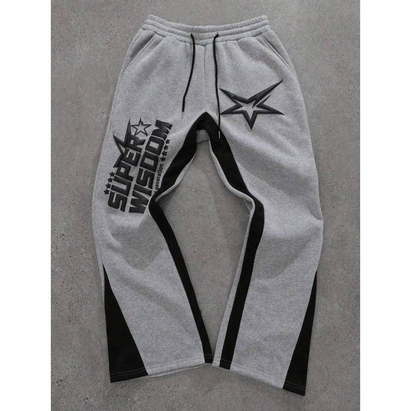 L 60434 Star Print Fleece Casual Sweatpants Star Print Fleece Sweatpants