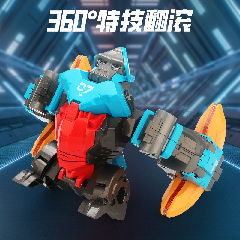 Douyin mismo estilo eléctrico de dibujos animados pequeño orangután truco de 360 °, luz de caída, música, juguetes para niños, puesto al por mayor