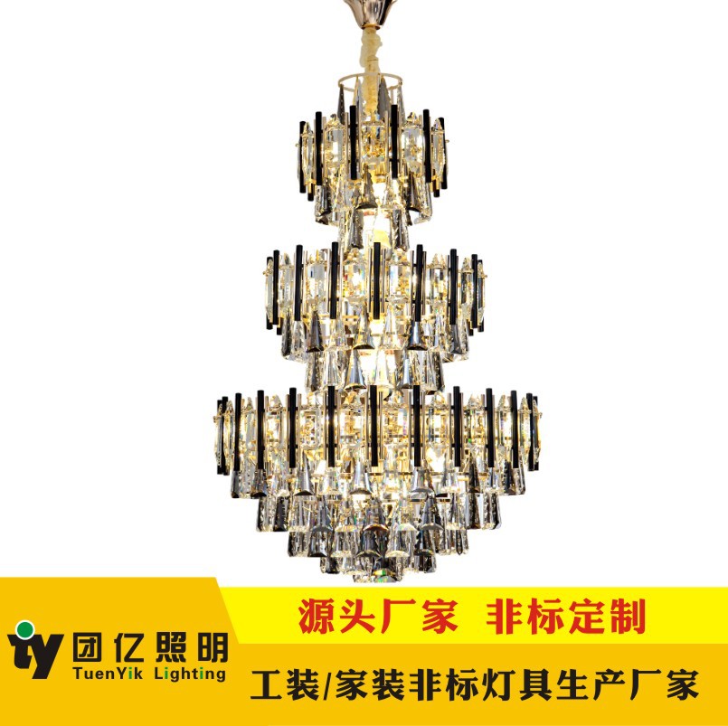 Large chandelier light luxury crystal la...