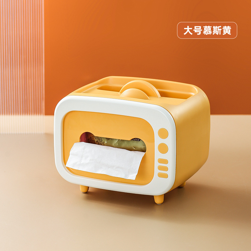 Jalea color TV caja de pañuelos lindo creativo hogar escritorio almacenamiento caja de pañuelos caja de almuerzo de almacenamiento de control remoto