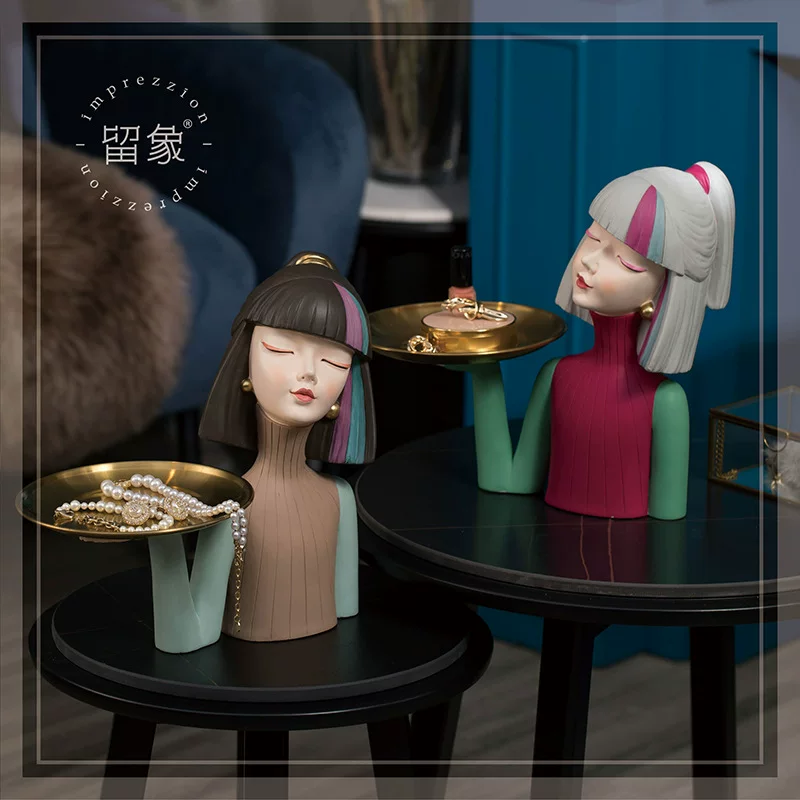 Китайский () Beauty девушка ключ настольная подноска для хранения декор интерьера украшения ТВ шкаф для вина спальня комната