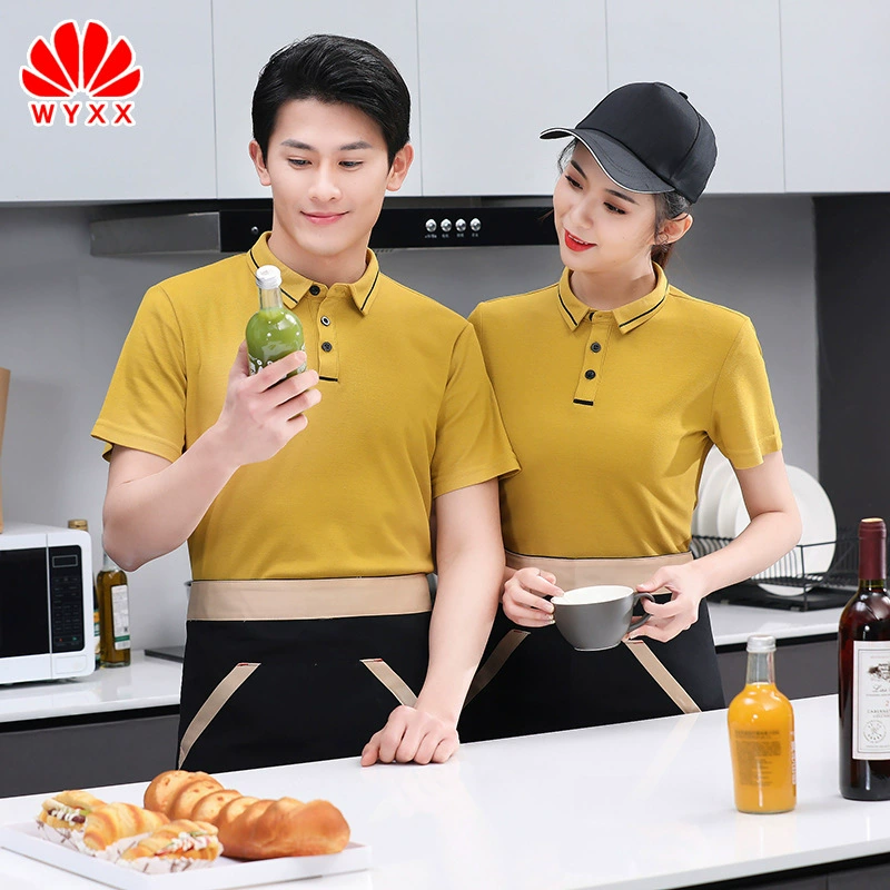 Официант отеля рабочая одежда женская летняя одежда столовая Ресторан горячий горшок Ресторан рабочая одежда с коротким рукавом мужская футболка с вышитым логотипом