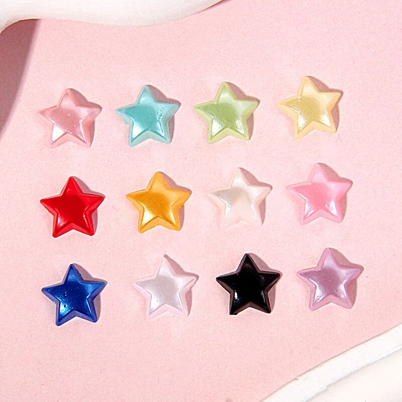 Abs Pearl Five-Pointed Star Patch Crystal Cream Phone Case Material Rhinestone Accessories Manufacturer Wholesale 10mm