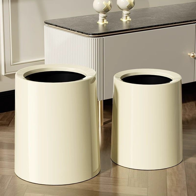 Nordic Creative Round Trash Bin Large Capacity Living Room Office Double-Layer Trash Bin Bedroom Bathroom Trash Bin