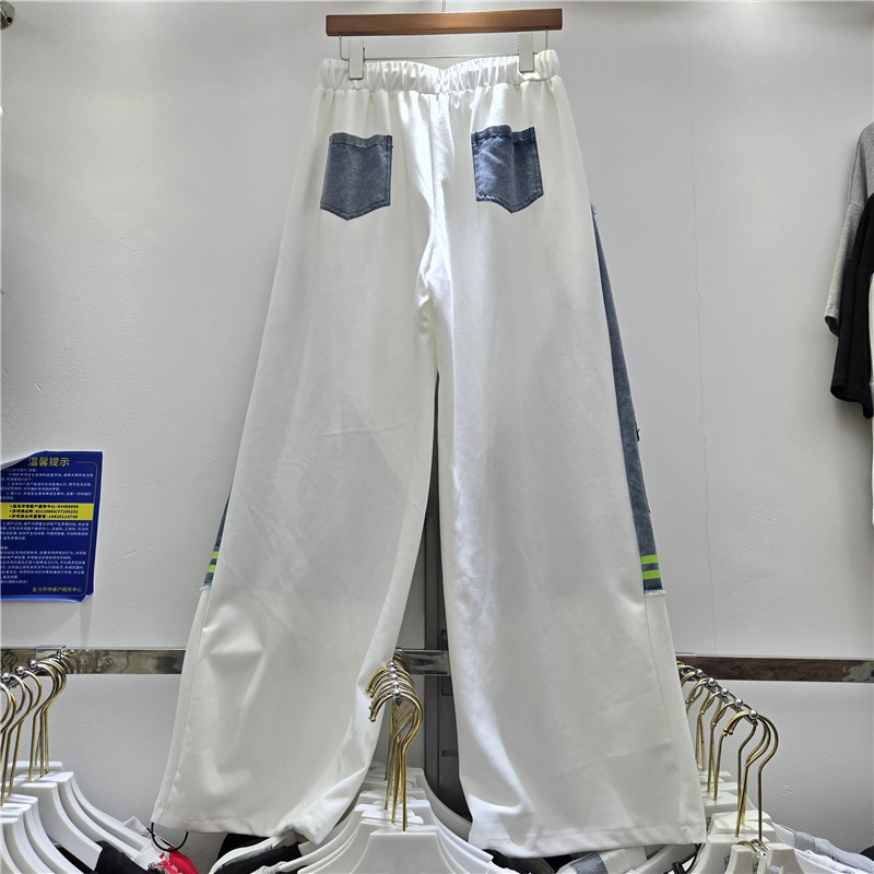 American High Street Letter Printed Nicho Diseño Jeans Pantalones de color contrastante Pantalones de cintura elástica image 3