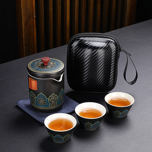 茶具全套快客杯一壶三杯陶瓷户外便携式旅行茶具功夫茶具套装批发