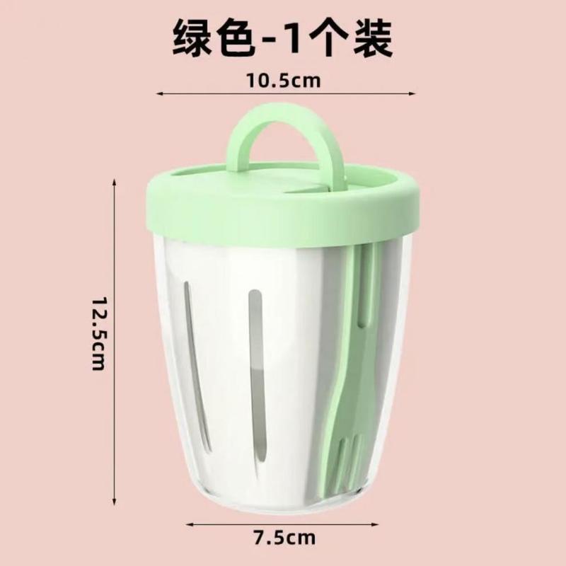 フルーツカップ、朝食サラダカップ、持ち帰りピクニック用、フォーク付き、蓋付き、二層水切りカップ、多目的携帯用|undefined