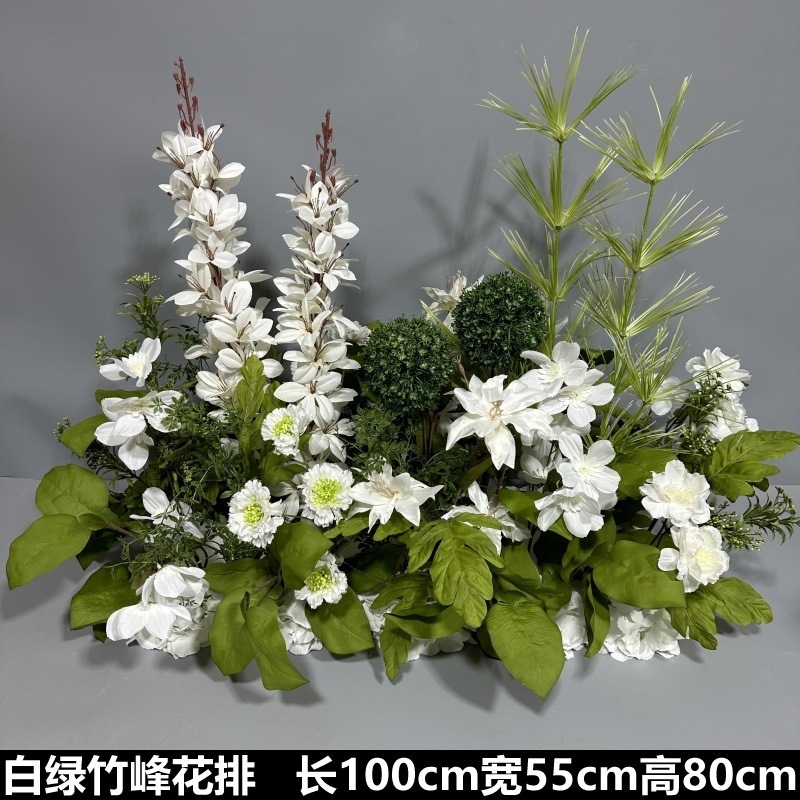 Flor de la boda de la flor Chiyeya rosa roja fila de orquídeas fila de flores bosque escena de compromiso decoración de la boda fondo de decoración