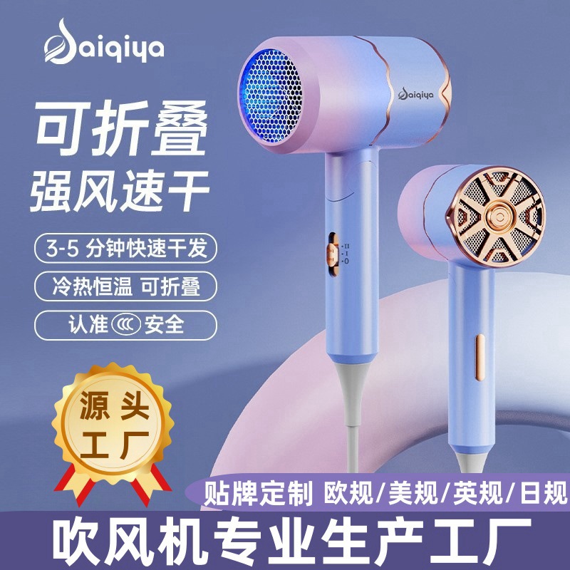 fuente de secador de pelo transfronterizo fábrica doméstica dormitorio aire frío y caliente plegable temperatura constante salón de peluquería gran secador de pelo eléctrico de viento