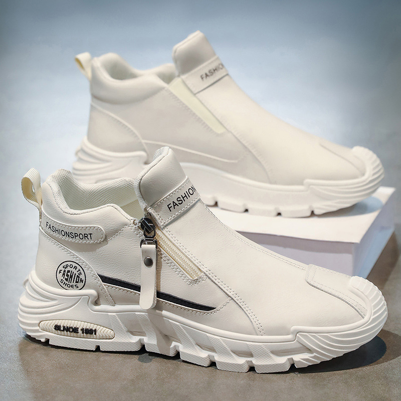 Zapatos de hombre de otoño zapatos de protección laboral de alto nivel para hombre deportes casuales antideslizantes y desgaste zapatos blancos cortos casuales botas Martin para hombre image 5