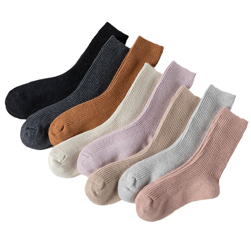 Nya höst- och vinterstrumpor för kvinnor i ull, enfärgade, matchande, mittbussstrumpor för kvinnor, svettabsorberande, andningsbara, kashmirstrumpor, vintervarma strumpor_voghion.com