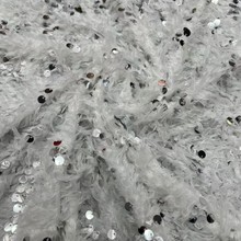 珠片流苏面料 羽毛须毛毛布 亮片绣花时装舞台包包服面料9mm辅料