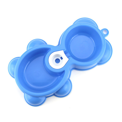 Wholesale bear pet bowl, plastic dog bowl, feeding and drinking fountain, pet double bowl, cat bowl