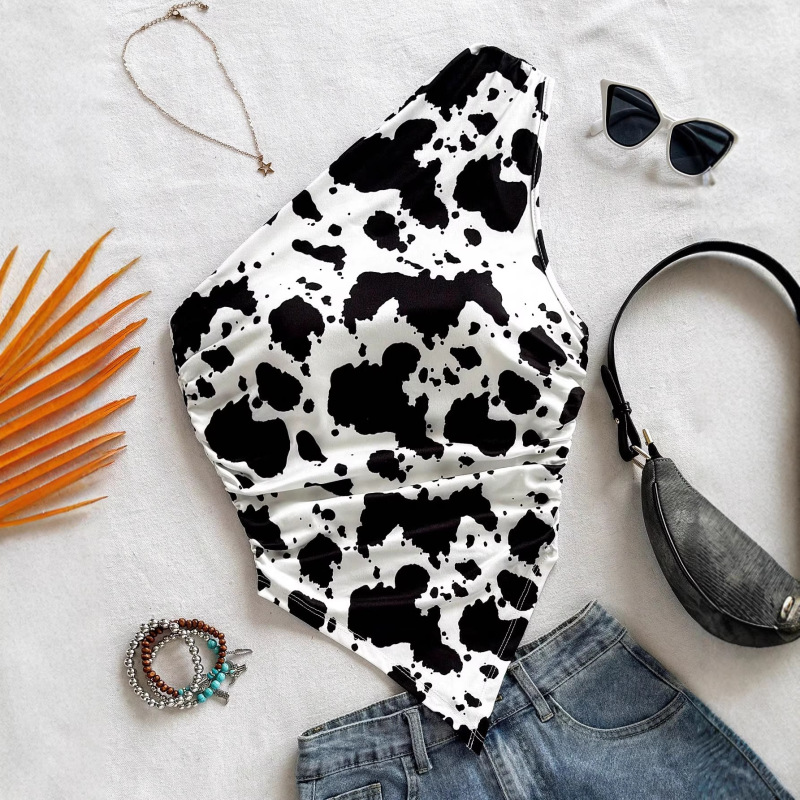 Cross-Border Best-Selling Item: Women's Animal Print Asymmetrical Hem Tank Top Basic Style with Cow Pattern Cross-Border Best-Selling Item: Women's Animal Print Asymmetrical Hem Tank Top Basic Style with Cow Pattern