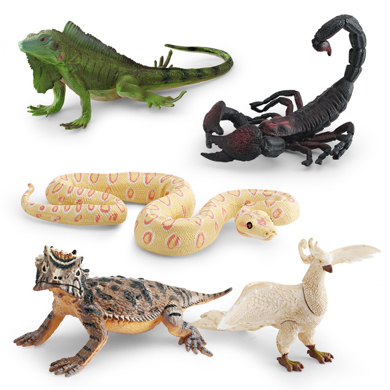 Cross-border simulación bosque animal modelo infantil cognitivo blanco Phoenix verde iguana escorpión Python cuerno lagarto escritorio Decoración