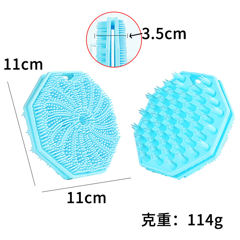 Cepillo de baño de silicona cepillo de baño de doble cara cepillo de baño de silicona artefacto casero cepillo de baño de mango largo frota espalda cepillo de baño de masaje poligonal