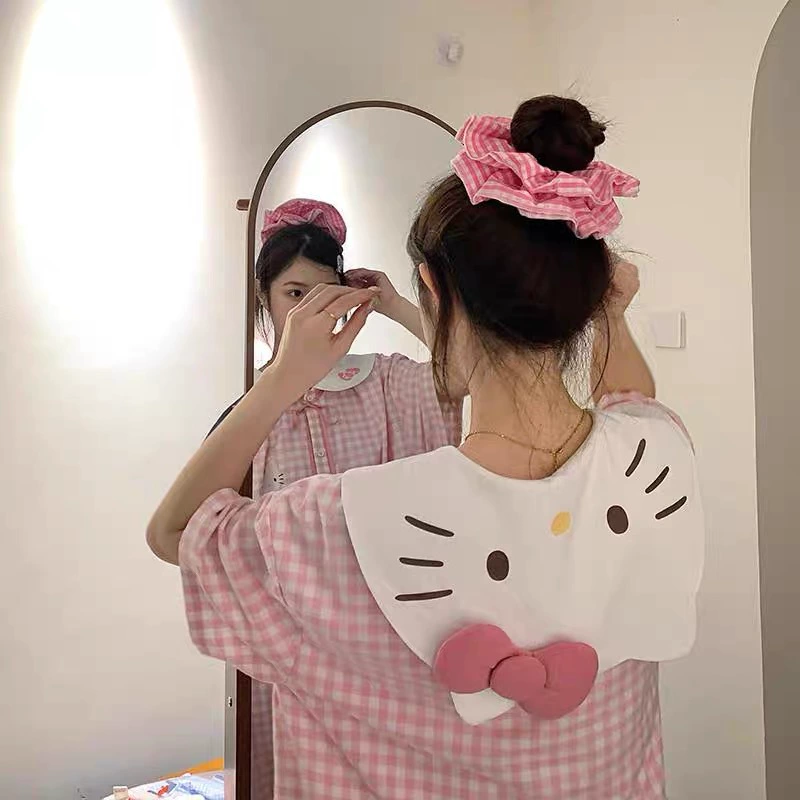 Hello Kitty, кукла, летний пижамный костюм, длинная юбка, кардиган, платье, интернет-знаменитость, воротничок куклы, с коротким рукавом