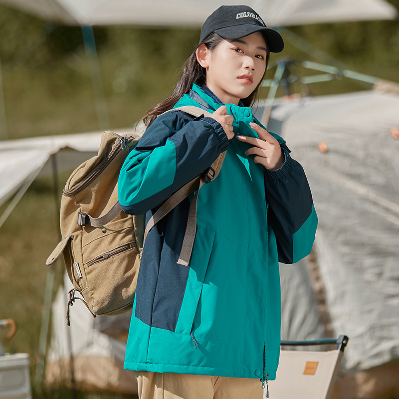 Hombres y mujeres tres en uno desmontable invierno al aire libre dos piezas juego de lana de zorro plata impermeable a prueba de viento abrigo de montaña de moda