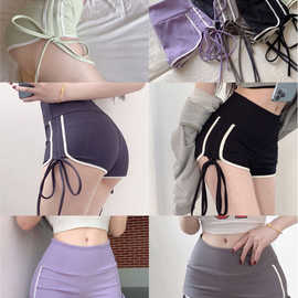 抽绳热辣短裤女2022夏季新款蜜桃臀休闲运动瑜伽热裤辣妹显瘦裤子