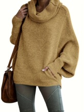 G 84501 High Neck Solid Color Knit Sweater ��ɫ����ë��