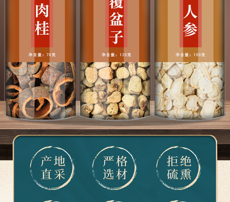Cinnamon Raspberry Herbal Tea Rou Gui Fu Pen Zi Dried Slices 120g Canister for Daily Brew overview