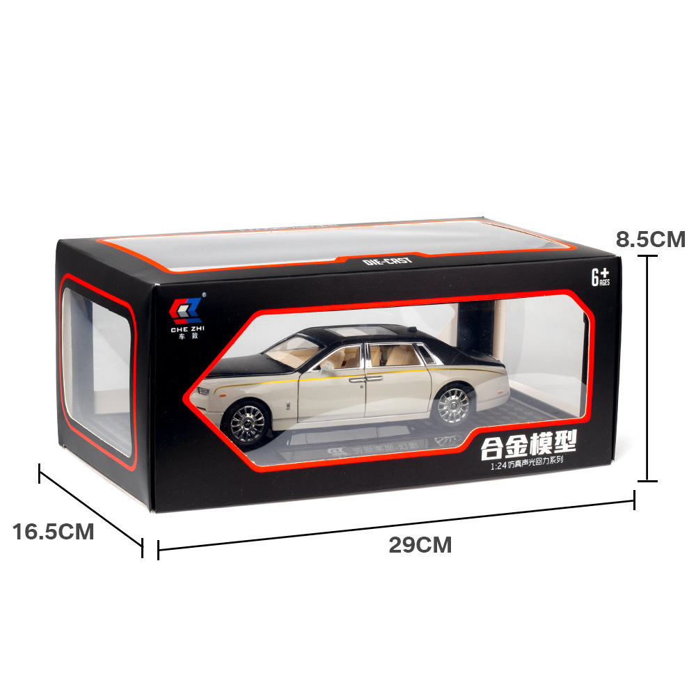 Modelo de coche de aleación de coche 1:24 Rollos Phantom Tire hacia atrás con sonido y música ligera juguete coche música modelo decoración colección