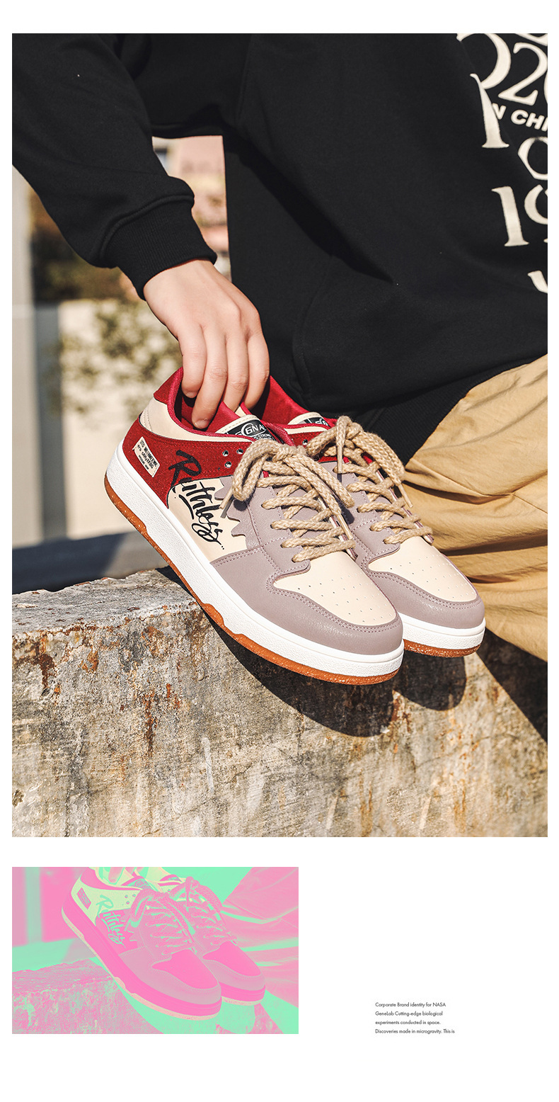 Chaussures de skate graffiti de niche de printemps 2025 pour hommes, version coréenne de la tendance, chaussures de sport décontractées à coutures rétro, chaussures pour hommes_voghion.com