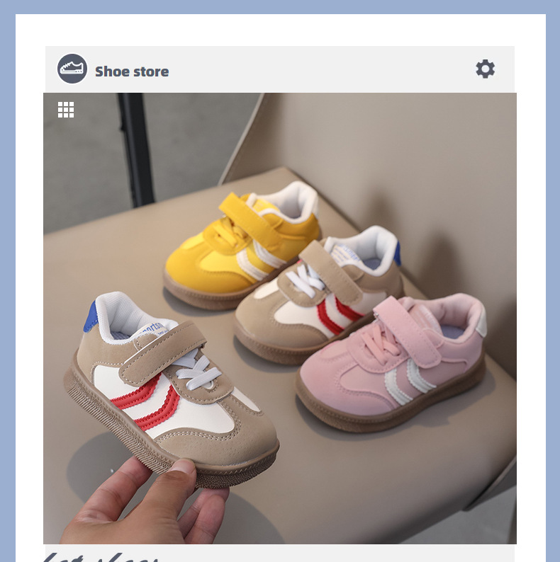 Breathable Retro Kids Sneakers Leather Hook & Loop Casual Shoes_voghion.com