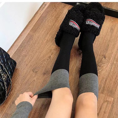 Early Autumn Korean-style black and gray striped over-the-knee socks with color-blocked academic style, leg-length slimming stockings for long legs, JK half-leg socks for women