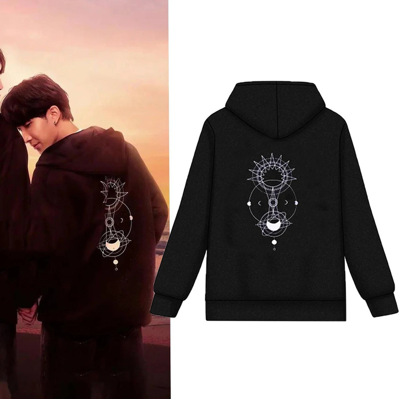 220g Thai Opera Love Full Corrosion Men's and Women's Black Zipper Sweatshirt Women's 2024 New Loose Top