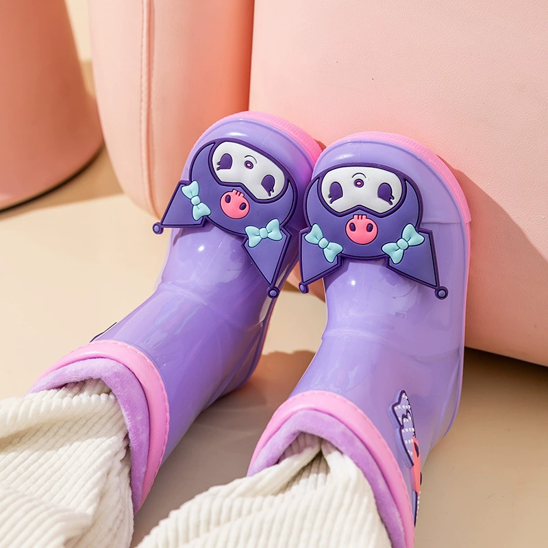 Hello kitty, детские сапоги с героями мультфильмов, плащ для мужчин и женщин, нескользящая флисовая износостойкая обувь, оптовая продажа