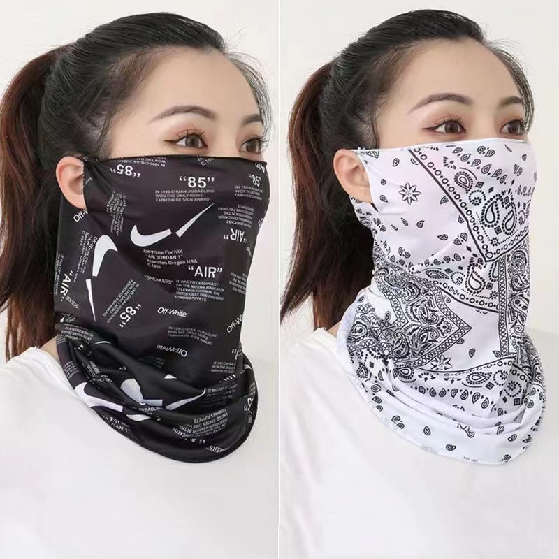 冰丝防晒面罩男女防紫外线挂耳护颈围脖夏季薄款透气骑行面纱遮脸