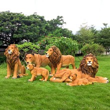 玻璃钢户外大狮子仿真动物雕塑商场景区景观游乐装饰摆件
