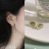 Earrings, retro brand silver needle from pearl, simple and elegant design, Korean style, silver 925 sample, internet celebrity