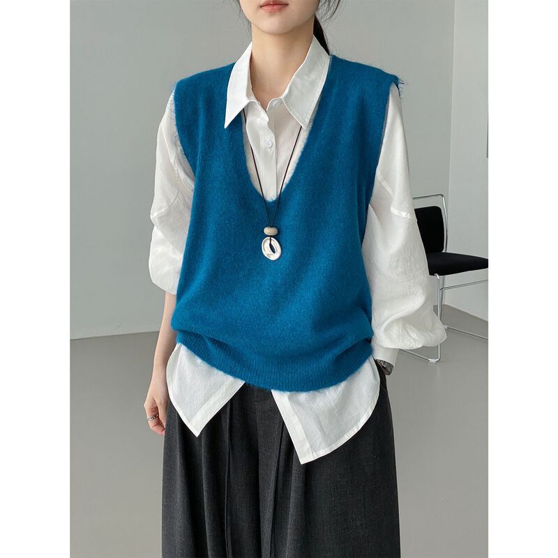 Cozy Art Student Korean Style Versatile Layered Knitted Vest Women's Rabbit Fur Sweater Fleece Vest Top 2761 Cozy Art Student Korean Style Versatile Layered Knitted Vest Women's Rabbit Fur Sweater Fleece Vest Top 2761