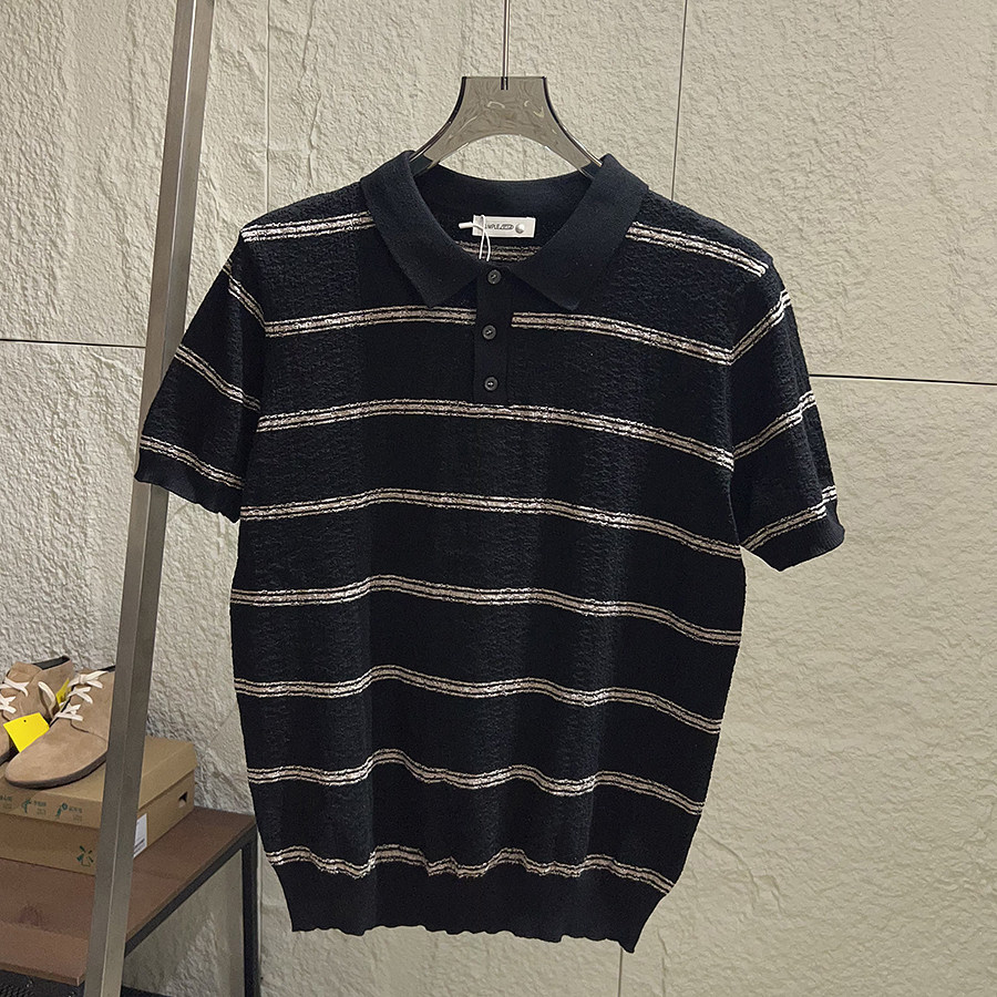 Polo camiseta de punto camiseta de manga corta hombre V-collar gaviota collar solapa vieja camiseta de hielo de viento de verano fábrica transfronteriza al por mayor image 8