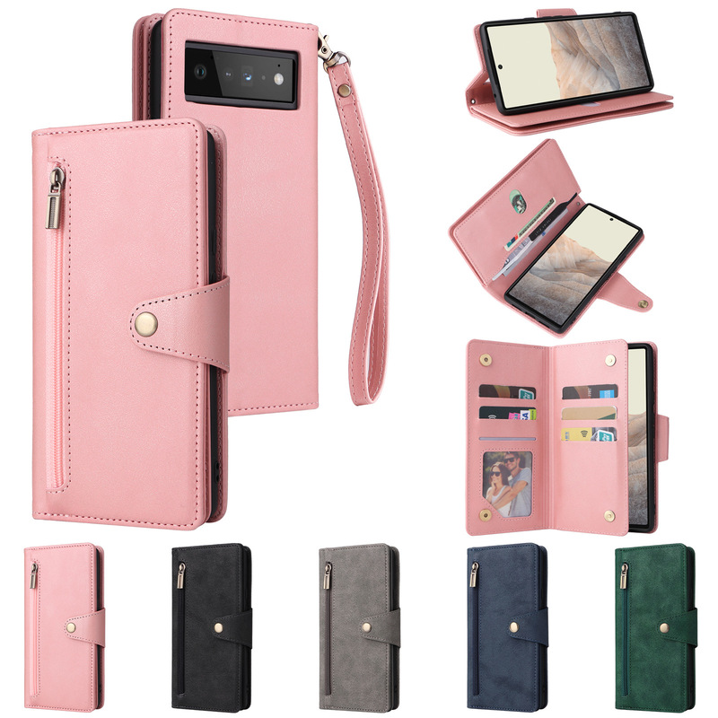 For Google Pixel7pro Mobile Phone Case Liu Ding Button Wallet Leather Case Dream Nine Card pixel7 Drop-resistant Cover