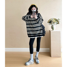 孕妇装宽松百搭加绒圆领卫衣秋冬季2025洋气加大码套头加厚上衣服