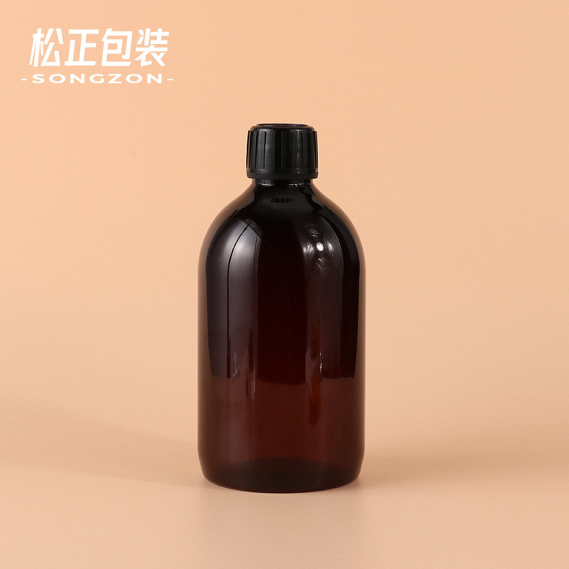 500ml大容量ピュアローションボトル プラスチックPET茶色 化粧水・トナー用ボトル 洗浄・ケア用 内栓付きスクリューキャップボトル|undefined