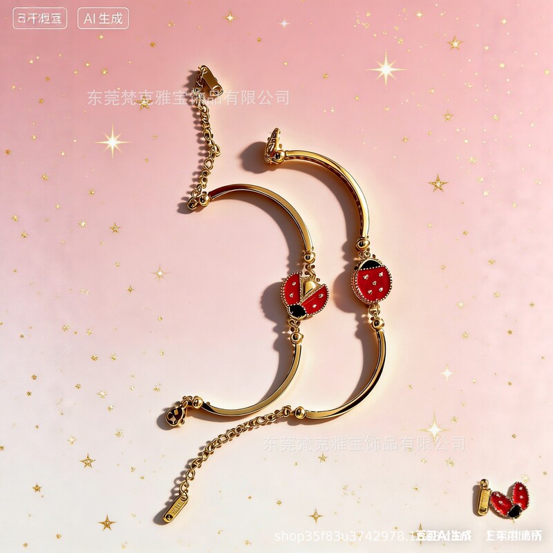 Tiktok-Style Seven-Star Ladybug Bracelet, Non-Fading, Fashionable Women's Trendy Light Luxury Bracelet, Factory Direct Sale Tiktok-Style Seven-Star Ladybug Bracelet, Non-Fading, Fashionable Women's Trendy Light Luxury Bracelet, Factory Direct Sale