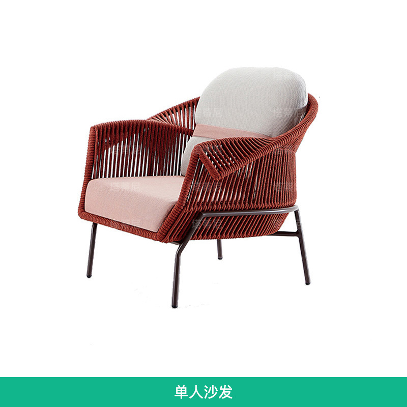Sofá de exterior, muebles de ocio impermeables para jardín y balcón, para patio de hotel B&B, conjunto de sofás de ratán con protección solar image 6
