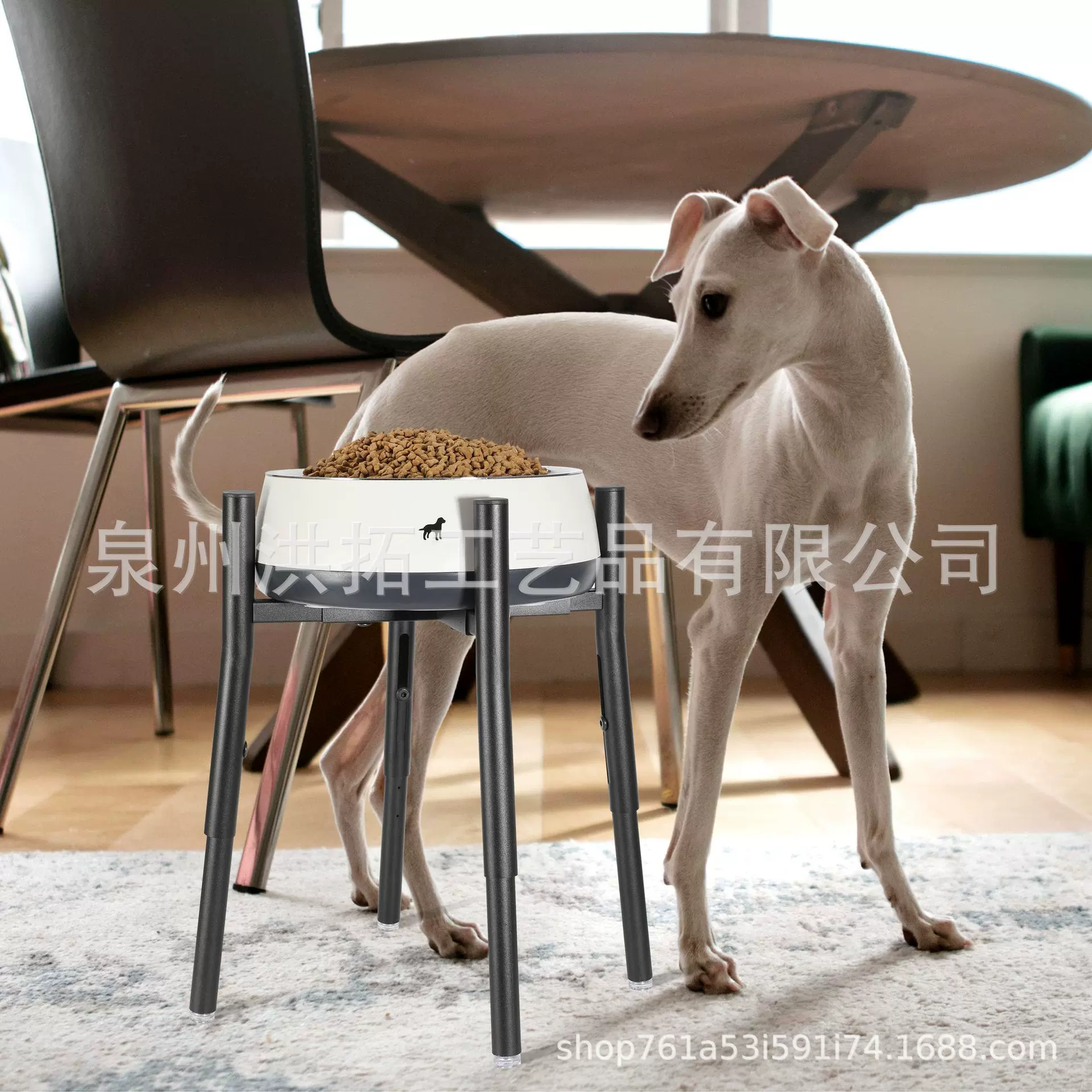 铁艺宠物喂食器底座高度可调节狗碗架整体可拆装高架狗粮碗架钢制