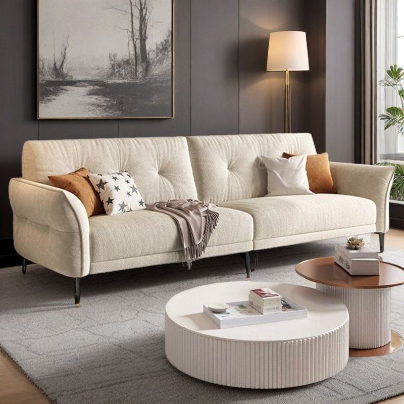 2025 New Nordic Style Cotton Velvet Fabric Sofa Clearance Light Luxury Internet Celebrity Bedroom Three-Seater Straight Row Rental House Wood