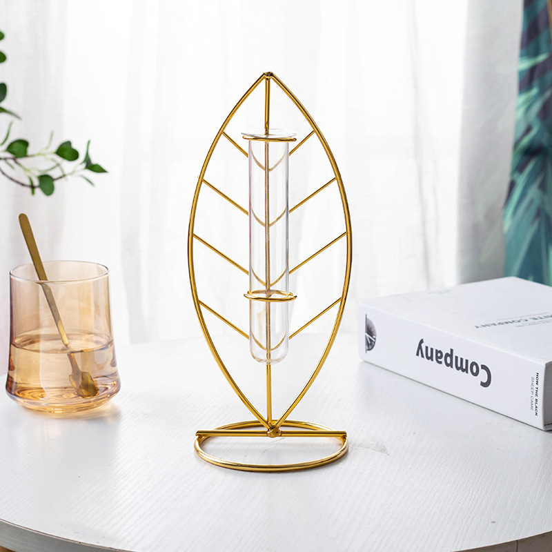 Jarrón de vidrio minimalista, jarrón tipo tubo de ensayo, florero creativo de metal, adecuado para cafeterías, salas de estar, mesas de comedor, mesas de centro, flores secas y plantas verdes.