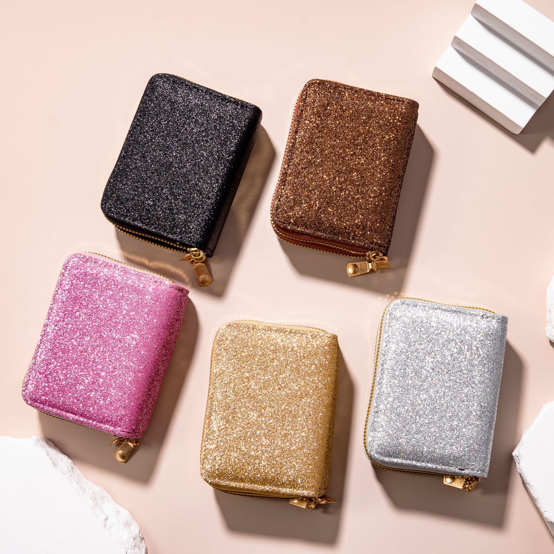 Nuovo stile da donna con doppia cerniera a fisarmonica porta carte con cielo stellato porta carte flash multi slot per carte porta documenti da donna alla moda_voghion.com