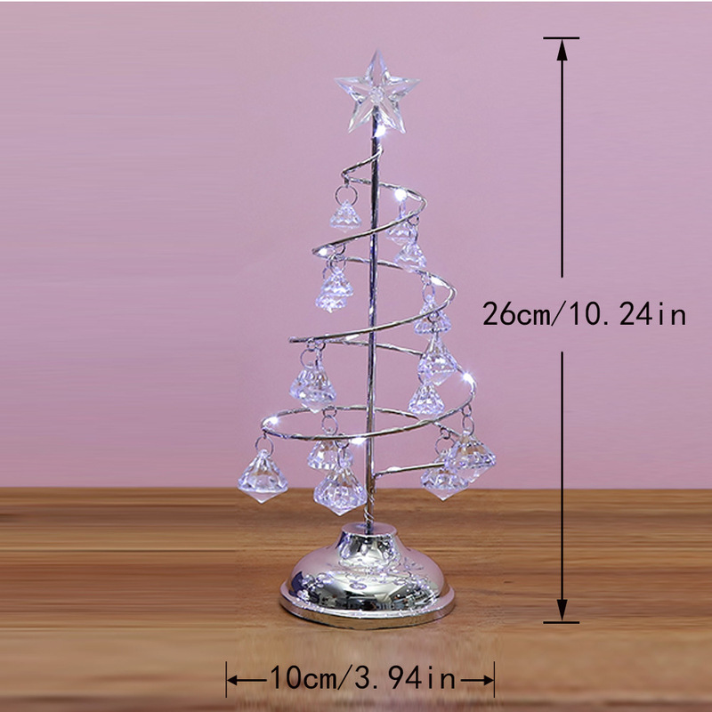 クリスマス装飾品プレゼントメッキ鉄芸樹LED発光水晶クリスマスツリー水晶置物夜灯|undefined